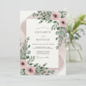 Blush Pink Resplendent Botanical Wedding 招待状 (スタンド正面)