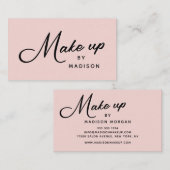 Blush Pink Retro Black Script Makeup 名刺 (正面/裏面)