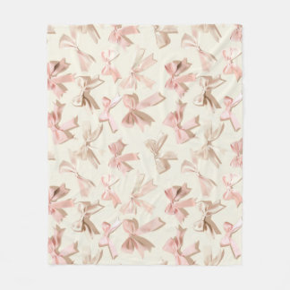 Blush Pink Ribbon Pattern Blanket | Soft Feminine  フリースブランケット