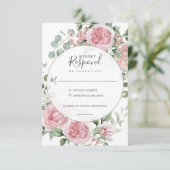 Blush Pink Romantic Floral Watercolor Wedding 出欠カード (スタンド正面)
