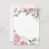 Blush Pink Romantic Floral Watercolor Wedding 出欠カード (裏面)