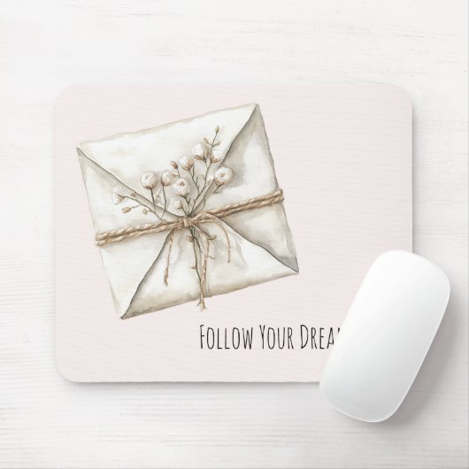 Blush Pink Romantic Flowers Envelope Dreams マウスパッド (マウス)
