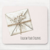Blush Pink Romantic Flowers Envelope Dreams マウスパッド (正面)