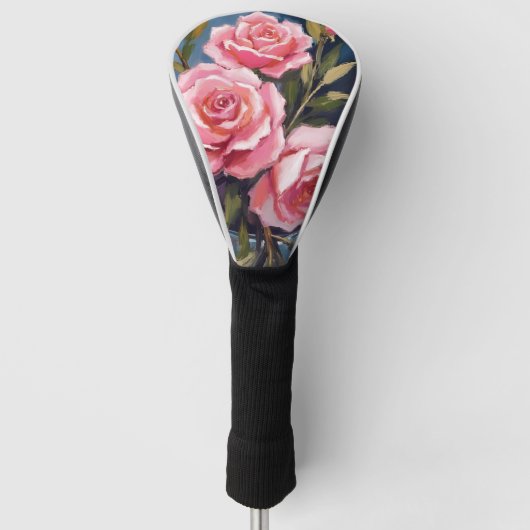 Blush Pink Rose Bouquet Painted ゴルフヘッドカバー (正面)