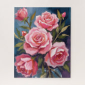 Blush Pink Rose Bouquet Painted ジグソーパズル (縦)