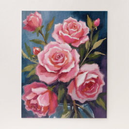 Blush Pink Rose Bouquet Painted ジグソーパズル