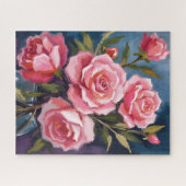 Blush Pink Rose Bouquet Painted ジグソーパズル (横)