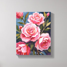 Blush Pink Rose Bouquet Painting キャンバスプリント
