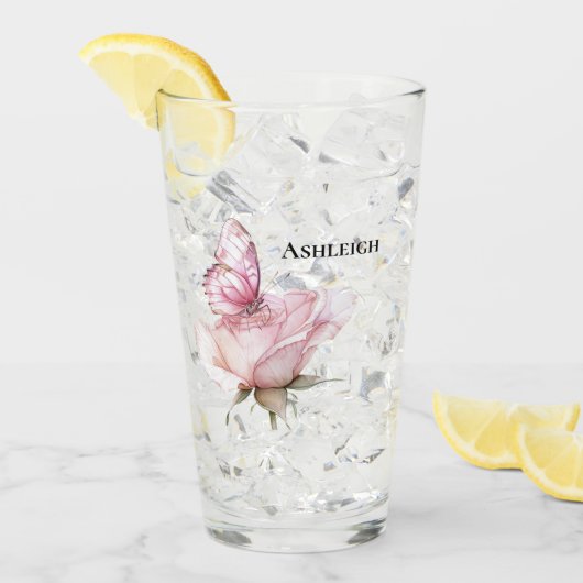 Blush Pink Rose Butterfly   タンブラーグラス (アイス正面)