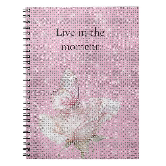 Blush Pink Rose Butterfly Sparkle  ノートブック (正面)