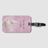 Blush Pink Rose Butterfly Sparkle  ラゲッジタグ (正面横)