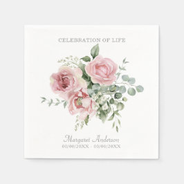 Blush Pink Rose Celebration of Life スタンダードカクテルナプキン
