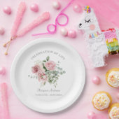 Blush Pink Rose Celebration of Life ペーパープレート (パーティー)