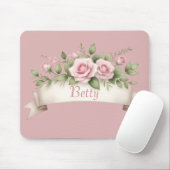 Blush Pink Rose Custom Name マウスパッド (マウス)