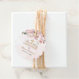 Blush Pink Rose Floral First Holy Communion フェイバータグ