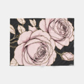 Blush Pink Rose Floral Fleece Blanket フリースブランケット (正面(横))