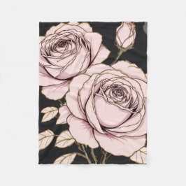 Blush Pink Rose Floral Fleece Blanket フリースブランケット
