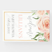 Blush Pink Rose Floral Girl Baby Shower Welcome 横断幕 (横)
