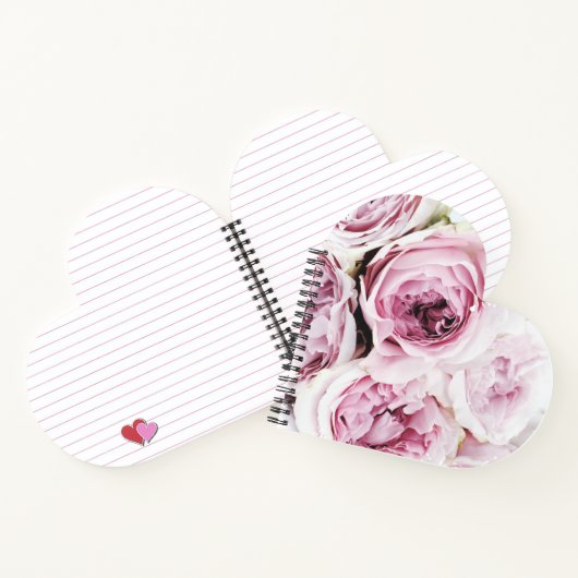 Blush Pink Rose Floral Heart Elegant Spiral Notebo ノートブック (内部)