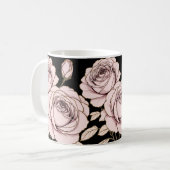 Blush Pink Rose Floral Mug コーヒーマグカップ (正面左)