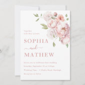 Blush Pink Rose Floral Wedding 招待状 (正面)