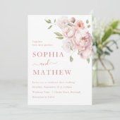 Blush Pink Rose Floral Wedding 招待状 (スタンド正面)