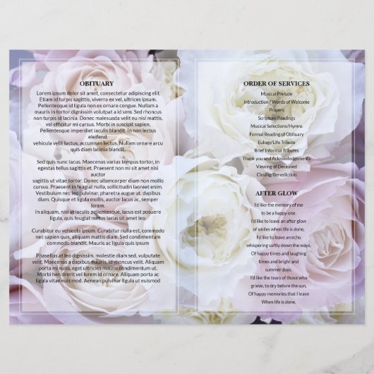 Blush Pink Rose Funeral Program template (裏面)
