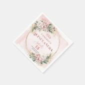 Blush Pink Rose Gold Botanical Quince Napkins スタンダードカクテルナプキン (角)