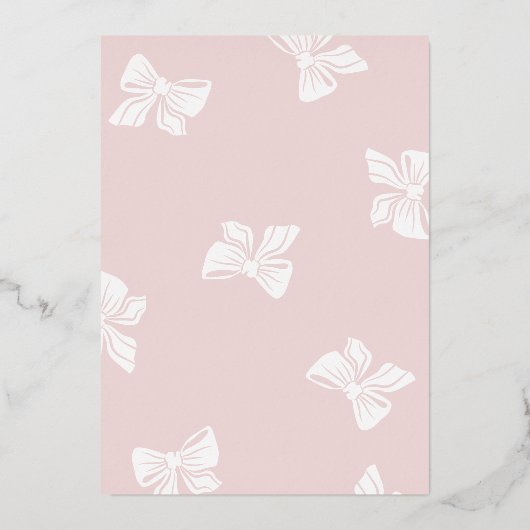 Blush Pink Rose Gold Bow Sweet 16 箔招待状 (裏面)