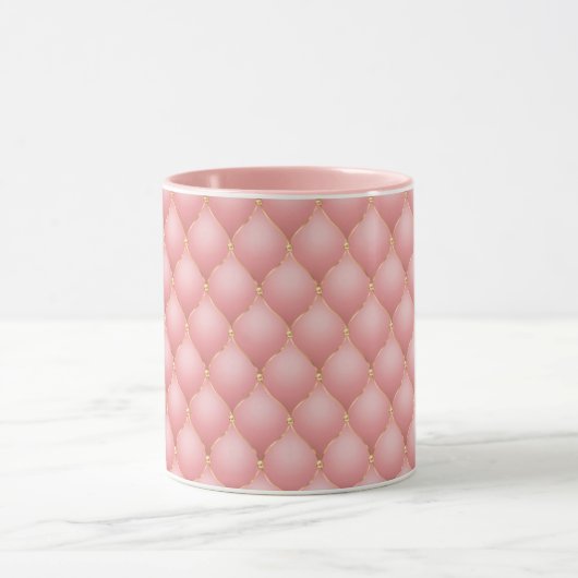 Blush Pink Rose Gold Diamond Tufted Coffes Mug マグカップ (中央)