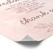Blush Pink Rose Gold Unplugged Wedding Table Sign ポスター (角)