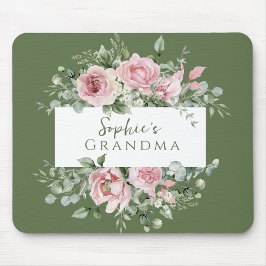 Blush Pink Rose Grandma マウスパッド (正面)
