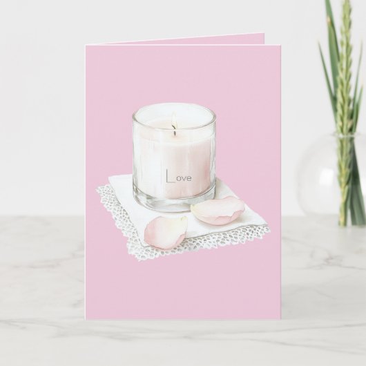 Blush pink rose petals candle カード (正面)