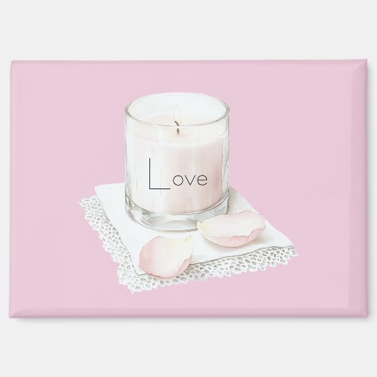 Blush pink rose petals candle マグネット (正面)