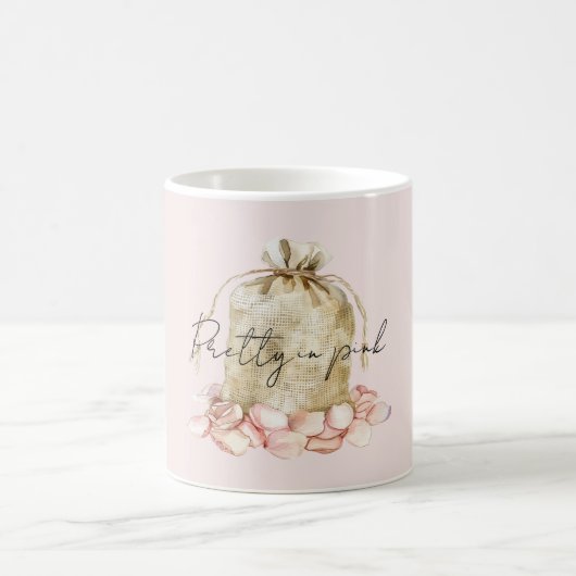 Blush Pink Rose Petals Floral Bag コーヒーマグカップ (中央)