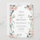 Blush Pink Rose Romantic Wedding Invitation 招待状 (正面)