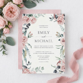 Blush Pink Rose Romantic Wedding Invitation 招待状