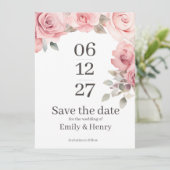 Blush Pink Rose Save the Date Card セーブザデート (スタンド正面)