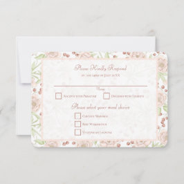 Blush Pink Rose Vintage Wedding RSVP Reply 招待状