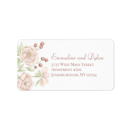 Blush Pink Rose Wedding Address Labels ラベル