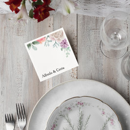 Blush Pink Rose Wedding Cocktail Napkin スタンダードカクテルナプキン