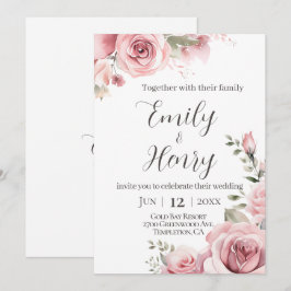 Blush Pink Rose Wedding Invitation 招待状