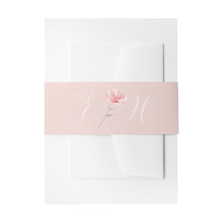 Blush Pink Rose Wedding Invitation Belly Band 招待状ベリーバンド