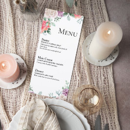 Blush Pink Rose Wedding Menu Card メニュー