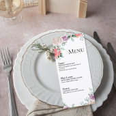 Blush Pink Rose Wedding Menu Card メニュー