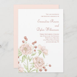 Blush Pink Rose Wedding Modern 招待状