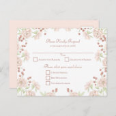 Blush Pink Rose Wedding RSVP シーズンポストカード (正面/裏面)