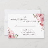 Blush Pink Rose Wedding RSVP Card (正面)
