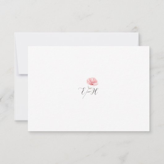 Blush Pink Rose Wedding RSVP Card (裏面)