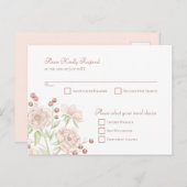 Blush Pink Rose Wedding RSVP Modern Reply シーズンポストカード (正面/裏面)